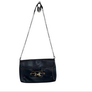 Melie Bianco Black Chain Strap Crossbody Bag Vegan Leather purse